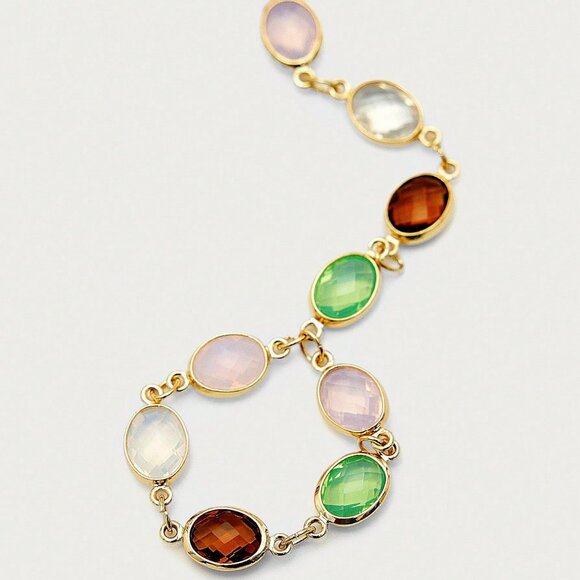 Multicolor Casual Women's Gold-Plated Gem Beaded Finger Chain bracelet - Picture 4 of 9